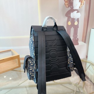 Dior Oblique Canvas Backpack - Black & Navy view 8