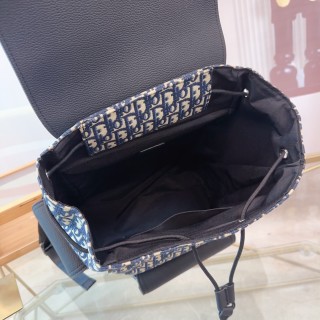 Dior Oblique Canvas Backpack - Black & Navy view 9