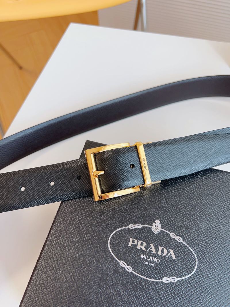 Prada Black Saffiano Leather Belt Gold Buckle 35mm view