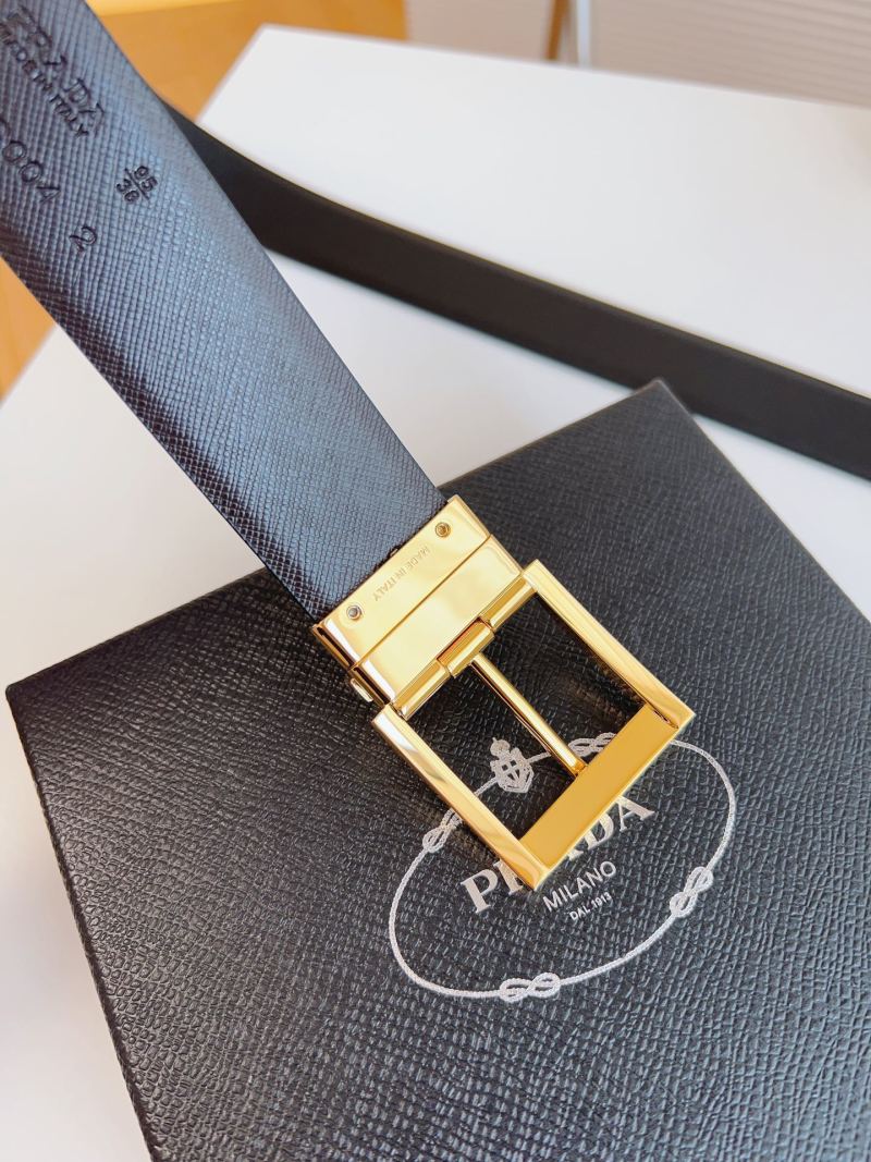 Prada Black Saffiano Leather Belt Gold Buckle 35mm view