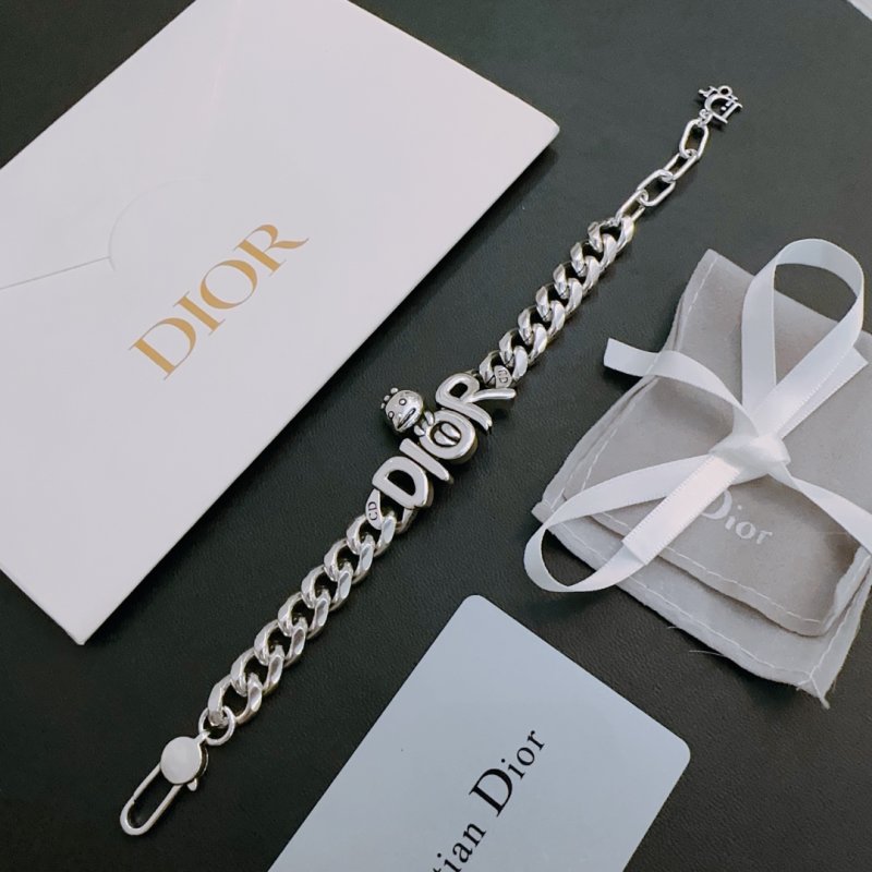 Dior Silver Chain Bracelet with Charm Pendants view