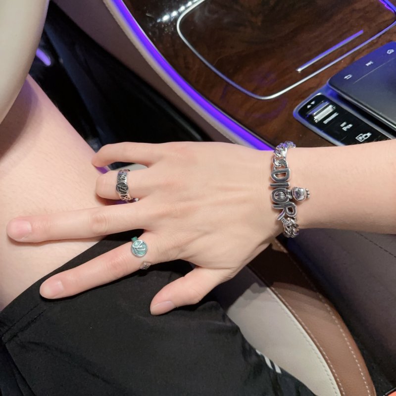 Dior Silver Chain Bracelet with Charm Pendants view