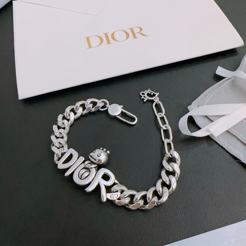 Dior Silver Chain Bracelet with Charm Pendants view