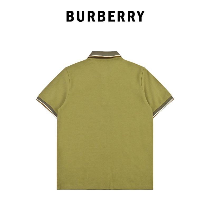 Burberry Lime Green Polo Shirt with Striped Trim view