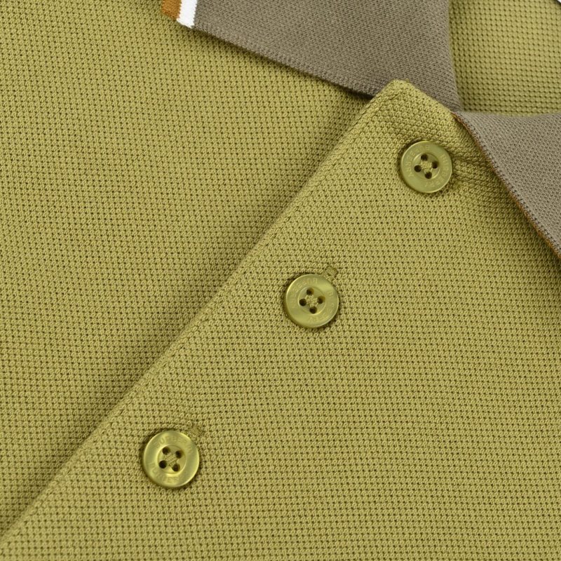 Burberry Lime Green Polo Shirt with Striped Trim view
