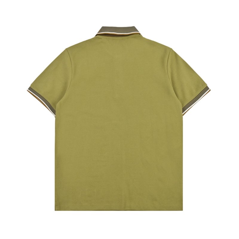 Burberry Lime Green Polo Shirt with Striped Trim view
