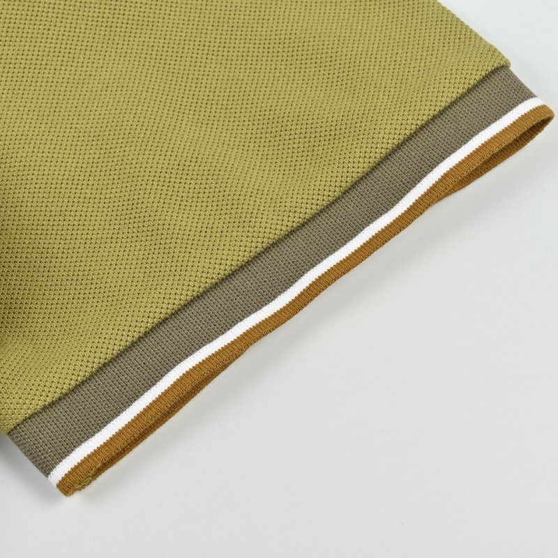 Burberry Lime Green Polo Shirt with Striped Trim view