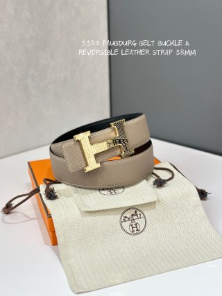 Hermès Faubourg Reversible Leather Belt Buckle 38mm Beige view 2