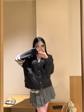 Black & Cream Striped Knit Cardigan view 3
