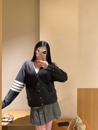 Black & Cream Striped Knit Cardigan view 5