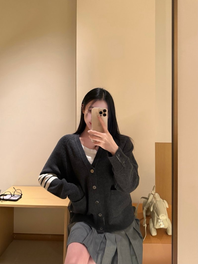Black & Cream Striped Knit Cardigan view