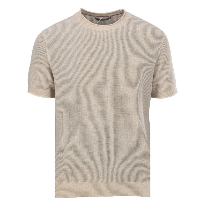 Cream Ribbed Short Sleeve T-Shirt view