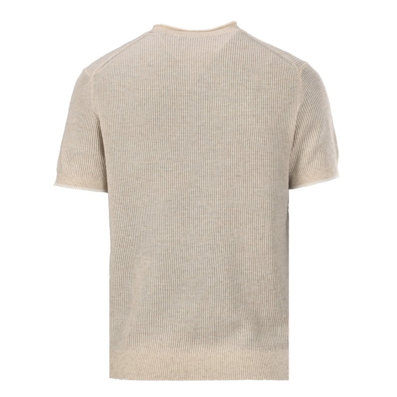 Cream Ribbed Short Sleeve T-Shirt view