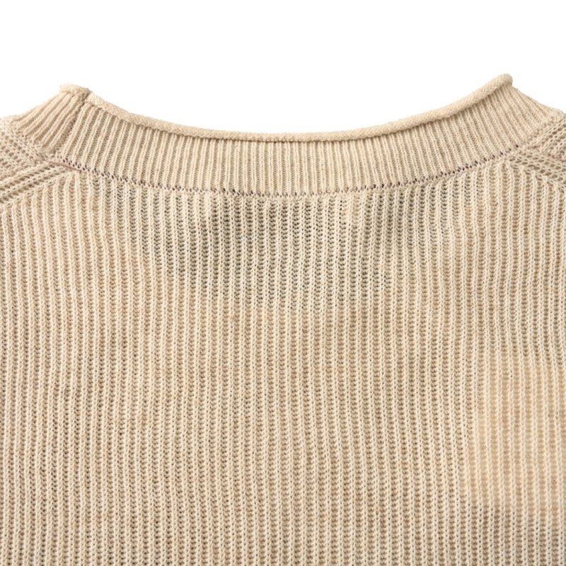 Cream Ribbed Short Sleeve T-Shirt view