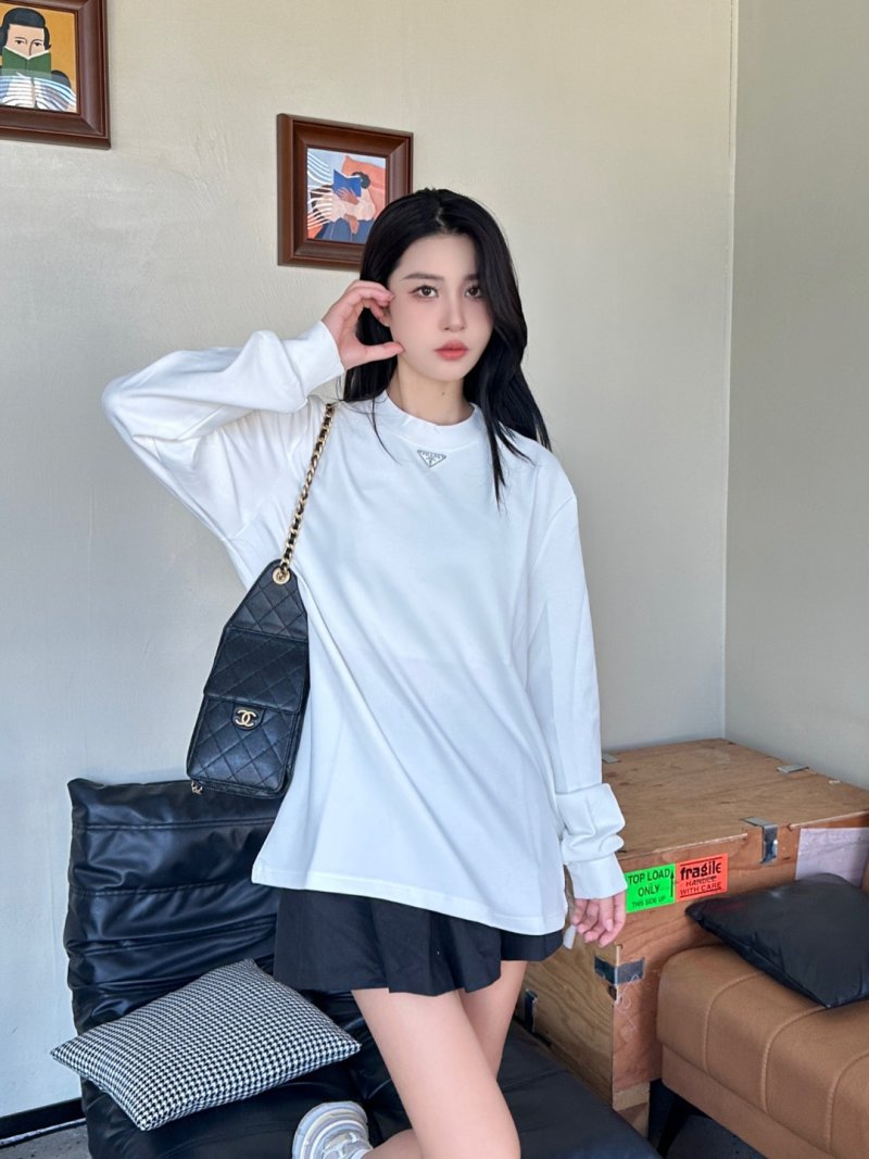 Prada White Long Sleeve T-Shirt