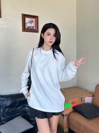 Prada White Long Sleeve T-Shirt view 2