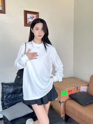 Prada White Long Sleeve T-Shirt view 3