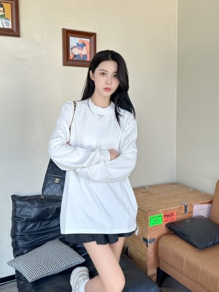 Prada White Long Sleeve T-Shirt view 4