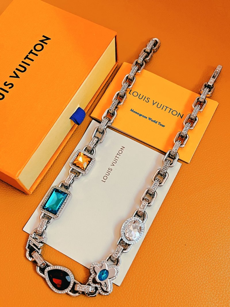 Louis Vuitton Paradise Stone Silver Necklace with Cubic Zirconia