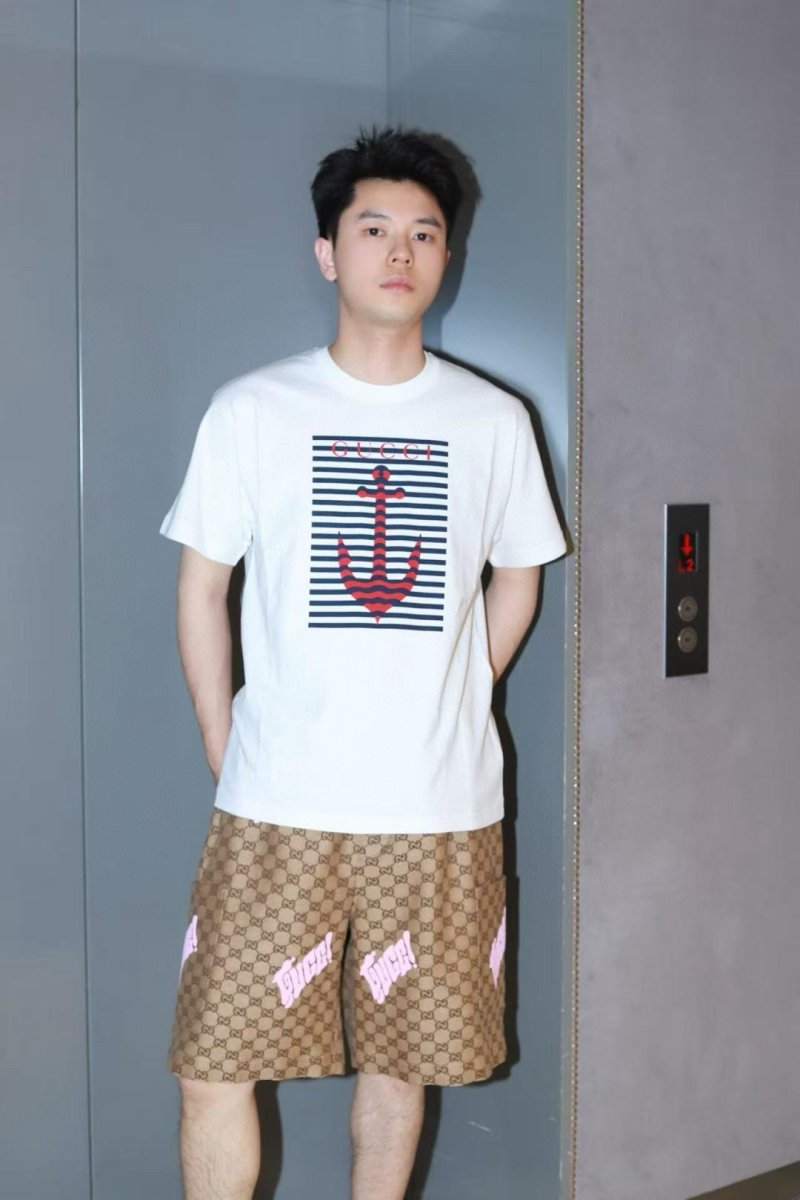 White Anchor Stripe Graphic T-Shirt