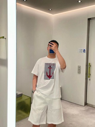 White Anchor Stripe Graphic T-Shirt view 2