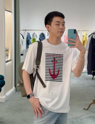 White Anchor Stripe Graphic T-Shirt view 3