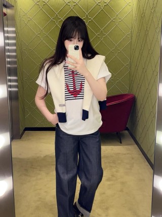 White Anchor Stripe Graphic T-Shirt view 8