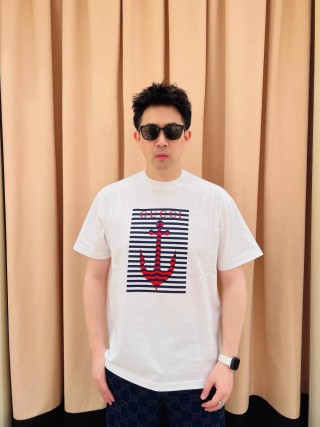 White Anchor Stripe Graphic T-Shirt view 9