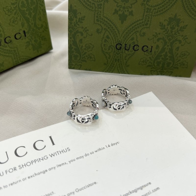 Gucci Double G Daisy Flower Silver Ring