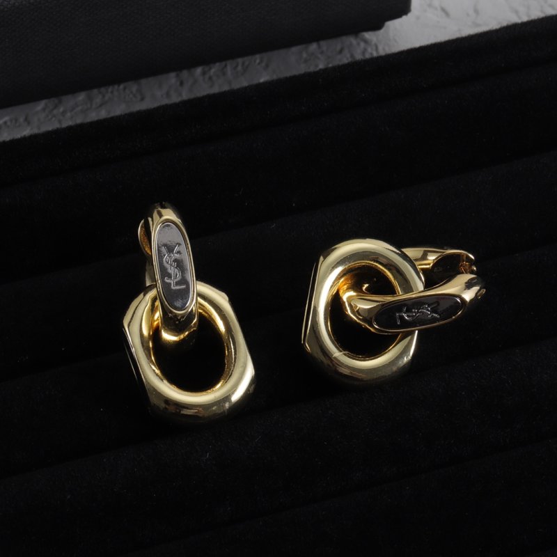 YSL Gold Oval Logo Stud Earrings view