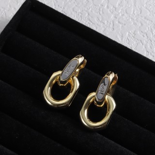YSL Gold Oval Logo Stud Earrings view 3