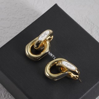 YSL Gold Oval Logo Stud Earrings view 5