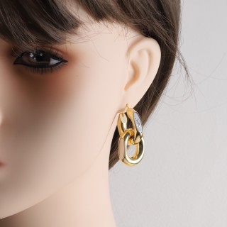 YSL Gold Oval Logo Stud Earrings view 7