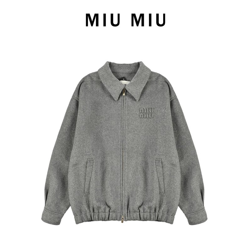Oversized Grey Wool Blend Coach Jacket view