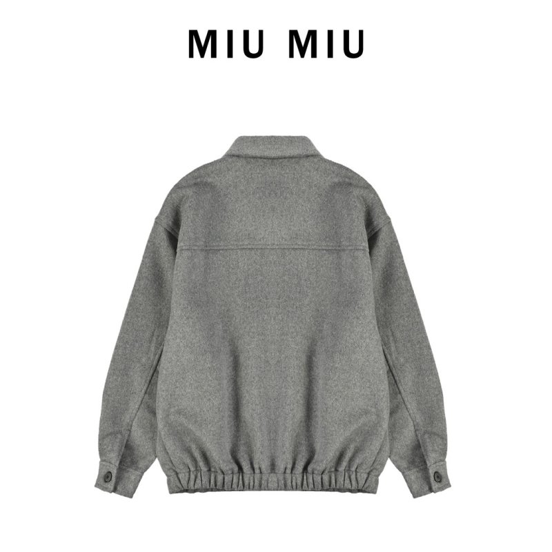 Oversized Grey Wool Blend Coach Jacket view