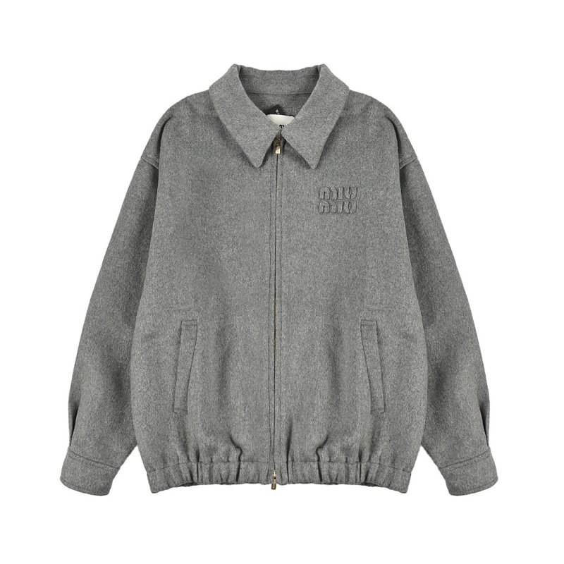 Oversized Grey Wool Blend Coach Jacket view