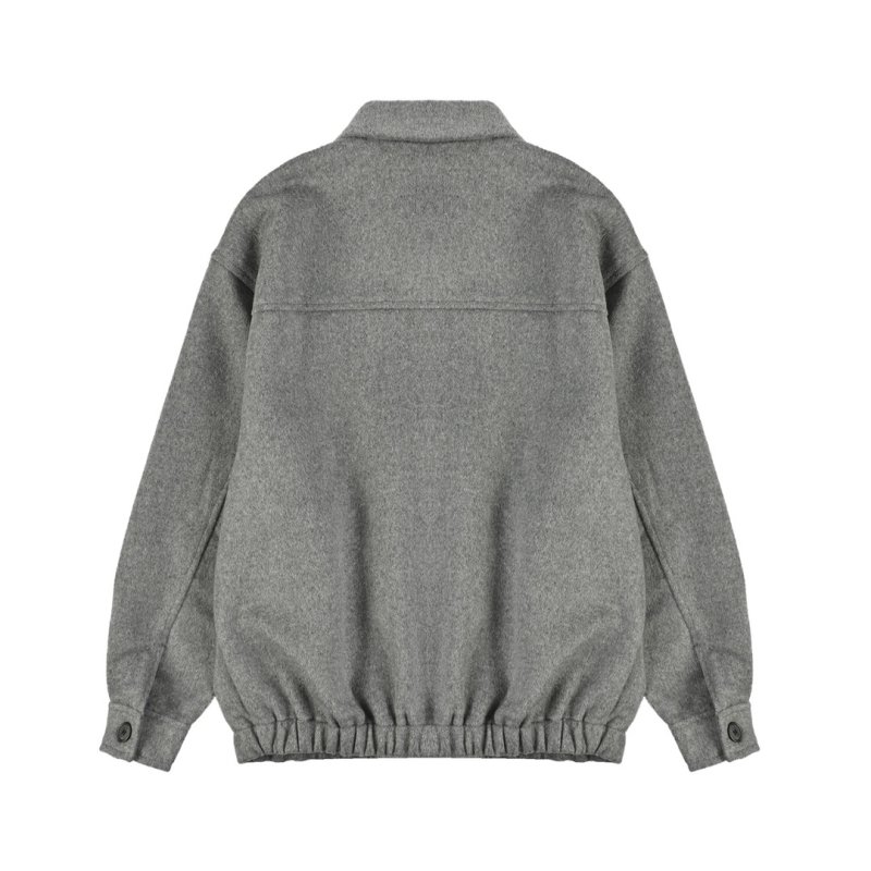 Oversized Grey Wool Blend Coach Jacket view