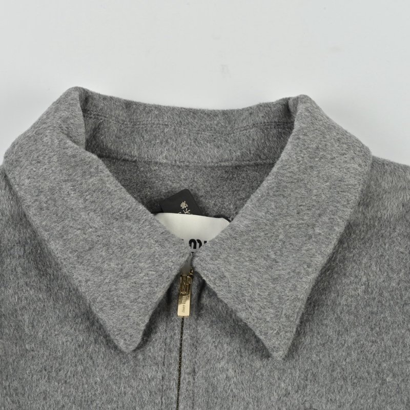 Oversized Grey Wool Blend Coach Jacket view