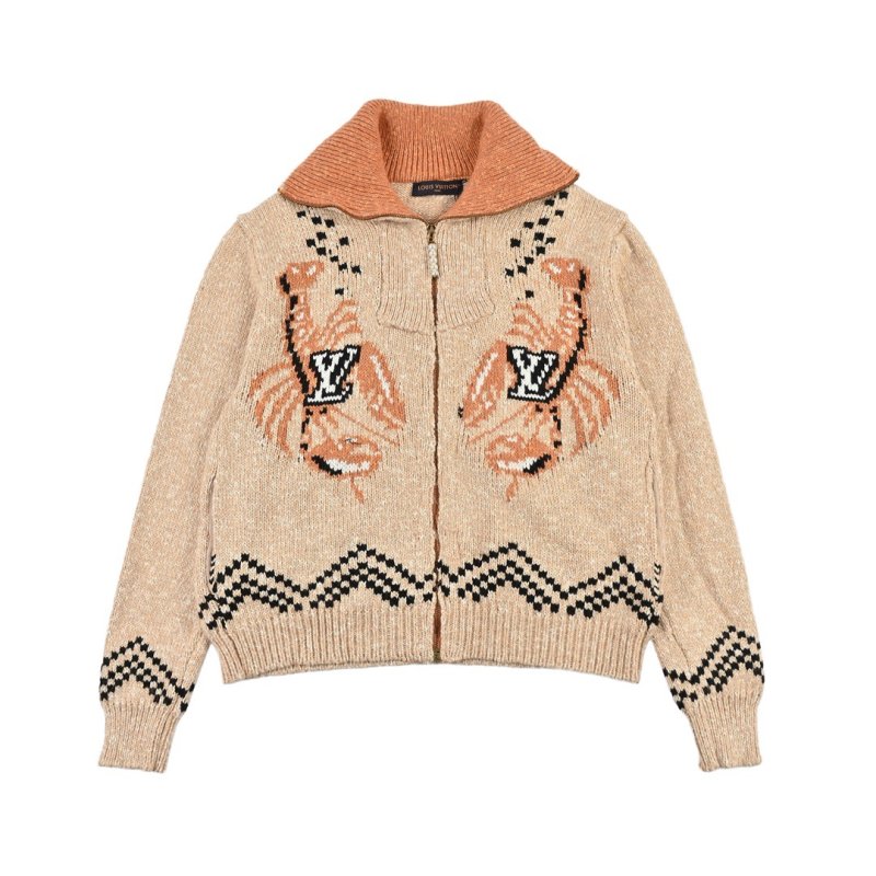 Louis Vuitton Monogram Zip Cardigan Beige Orange view