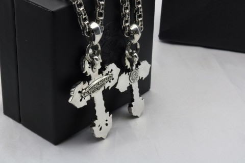 Chrome Hearts Ornate Flamed Cross Pendant Necklace Silver view 3