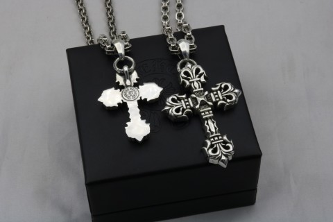 Chrome Hearts Ornate Flamed Cross Pendant Necklace Silver view 8