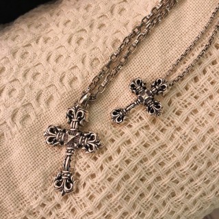 Chrome Hearts Ornate Flamed Cross Pendant Necklace Silver view 9