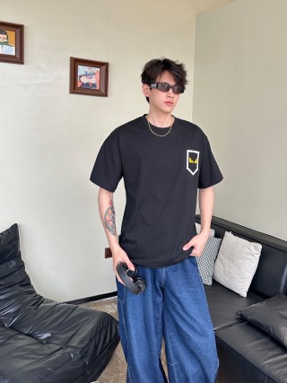 Black Short Sleeve T-Shirt with Chest Pocket Badge view 3