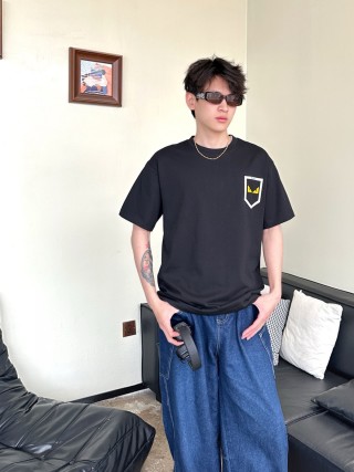Black Short Sleeve T-Shirt with Chest Pocket Badge view 4