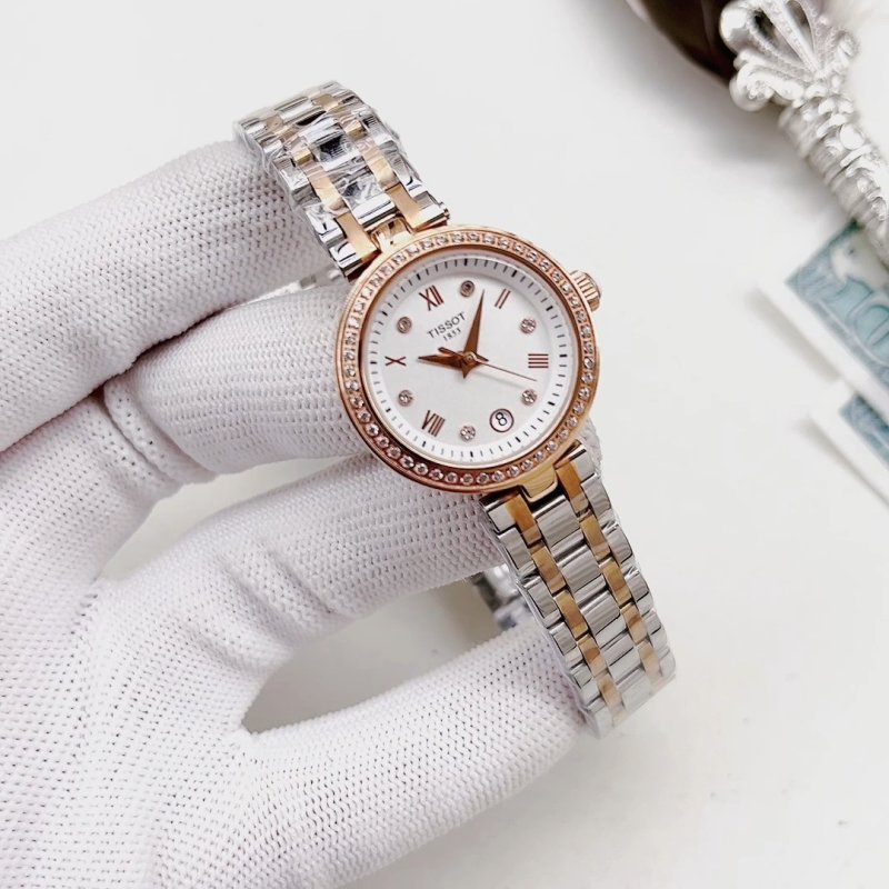 Tissot PR100 Two-Tone Diamond Bezel White Dial Watch