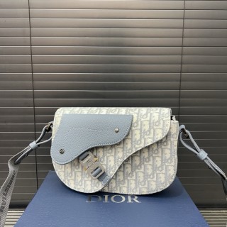 Dior Saddle Oblique Crossbody Bag Blue view 3