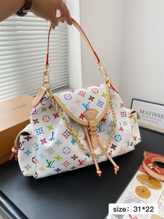 Louis Vuitton Multicolor Monogram Shoulder Bag White view 4