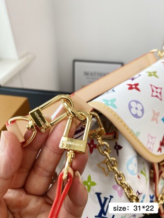 Louis Vuitton Multicolor Monogram Shoulder Bag White view 5