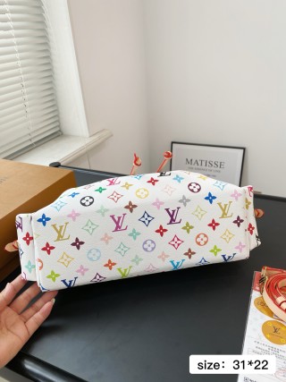 Louis Vuitton Multicolor Monogram Shoulder Bag White view 6