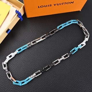 Louis Vuitton Monogram Chain Necklace - Silver/Blue